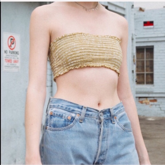 Brandy Melville Tops - Brandy Melville Kessy smocked Tub Crop Top -yellow